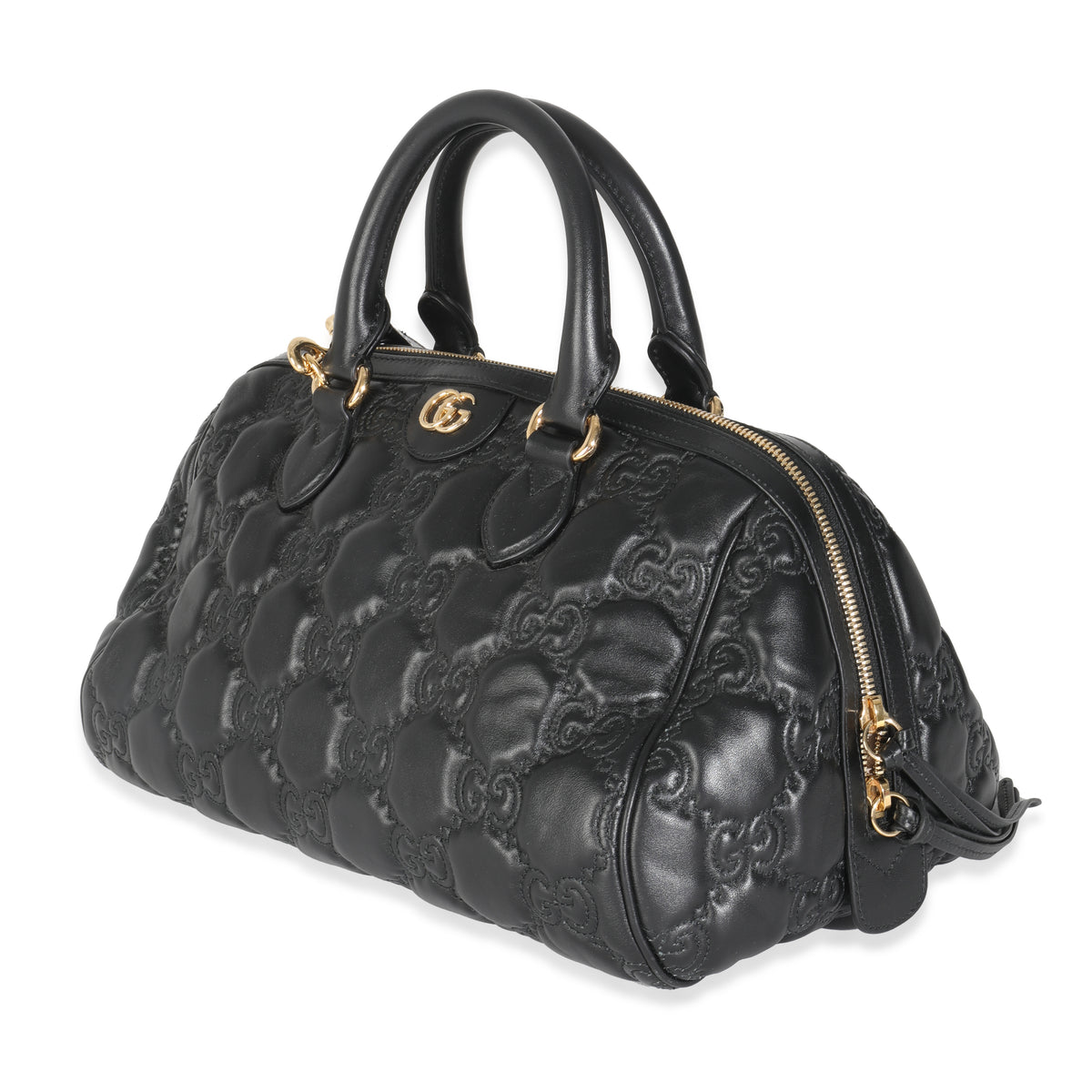 Black Calfskin GG Matelasse Medium Bowler Bag