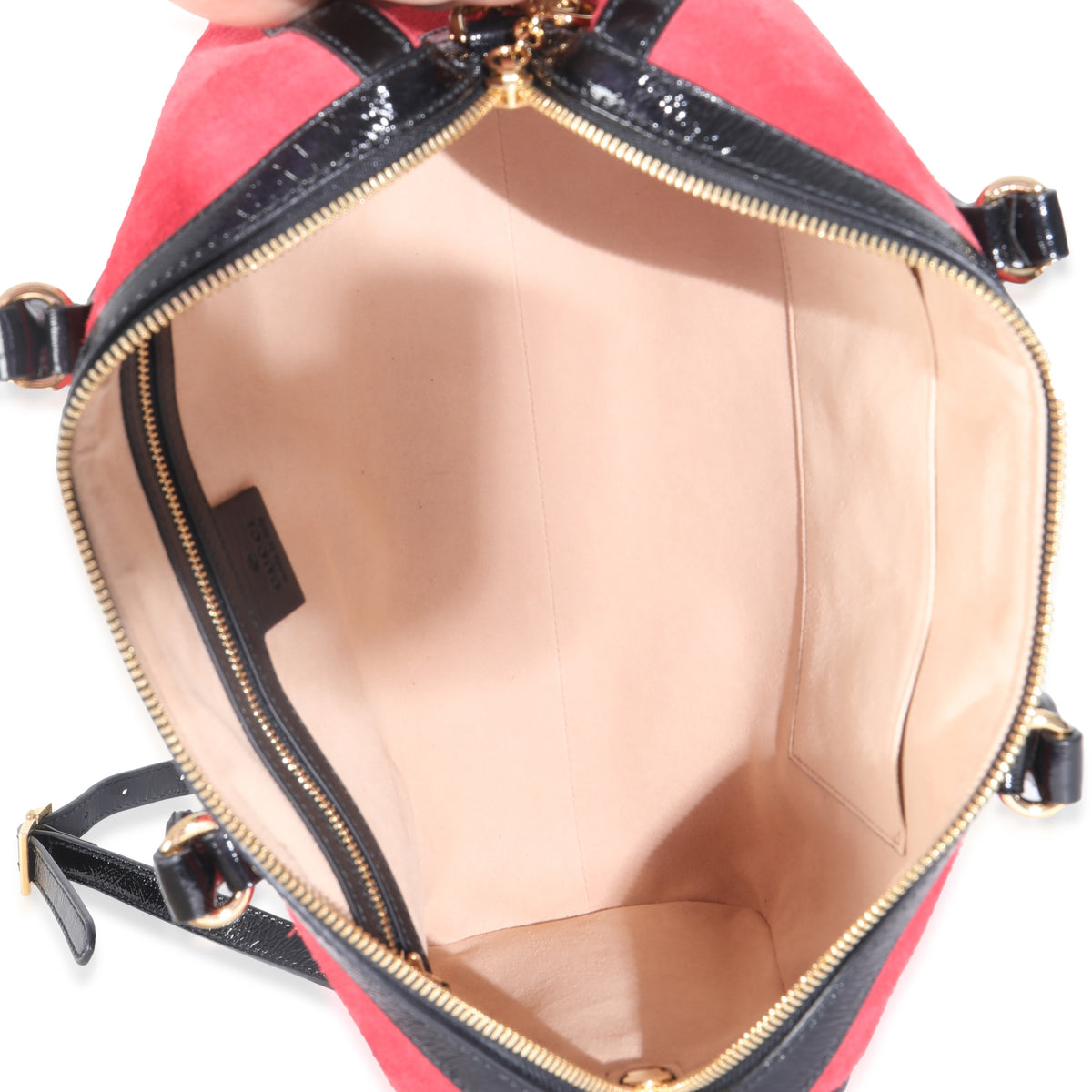 Red Suede Medium Ophidia Boston Bag