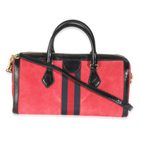 Red Suede Medium Ophidia Boston Bag