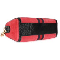 Red Suede Medium Ophidia Boston Bag