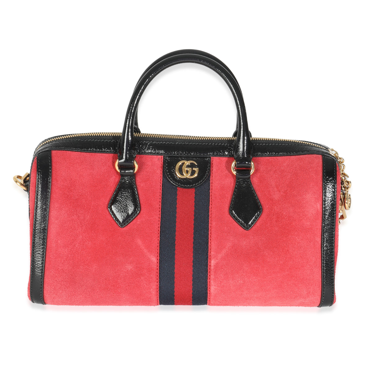 Red Suede Medium Ophidia Boston Bag