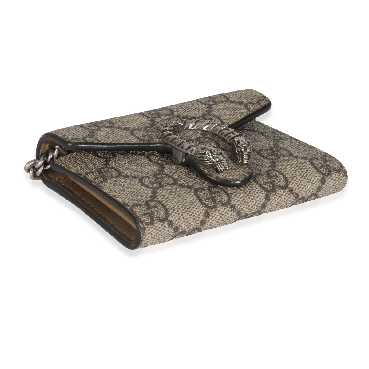 Beige GG Supreme Canvas Dionysus Card Holder On Chain
