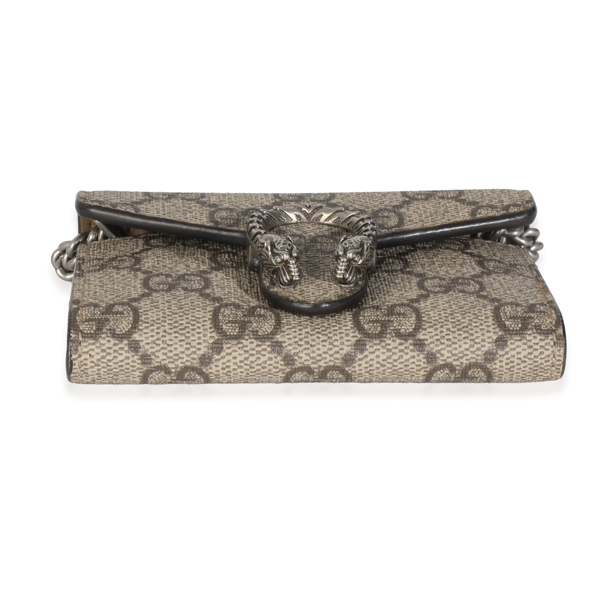 Beige GG Supreme Canvas Dionysus Card Holder On Chain