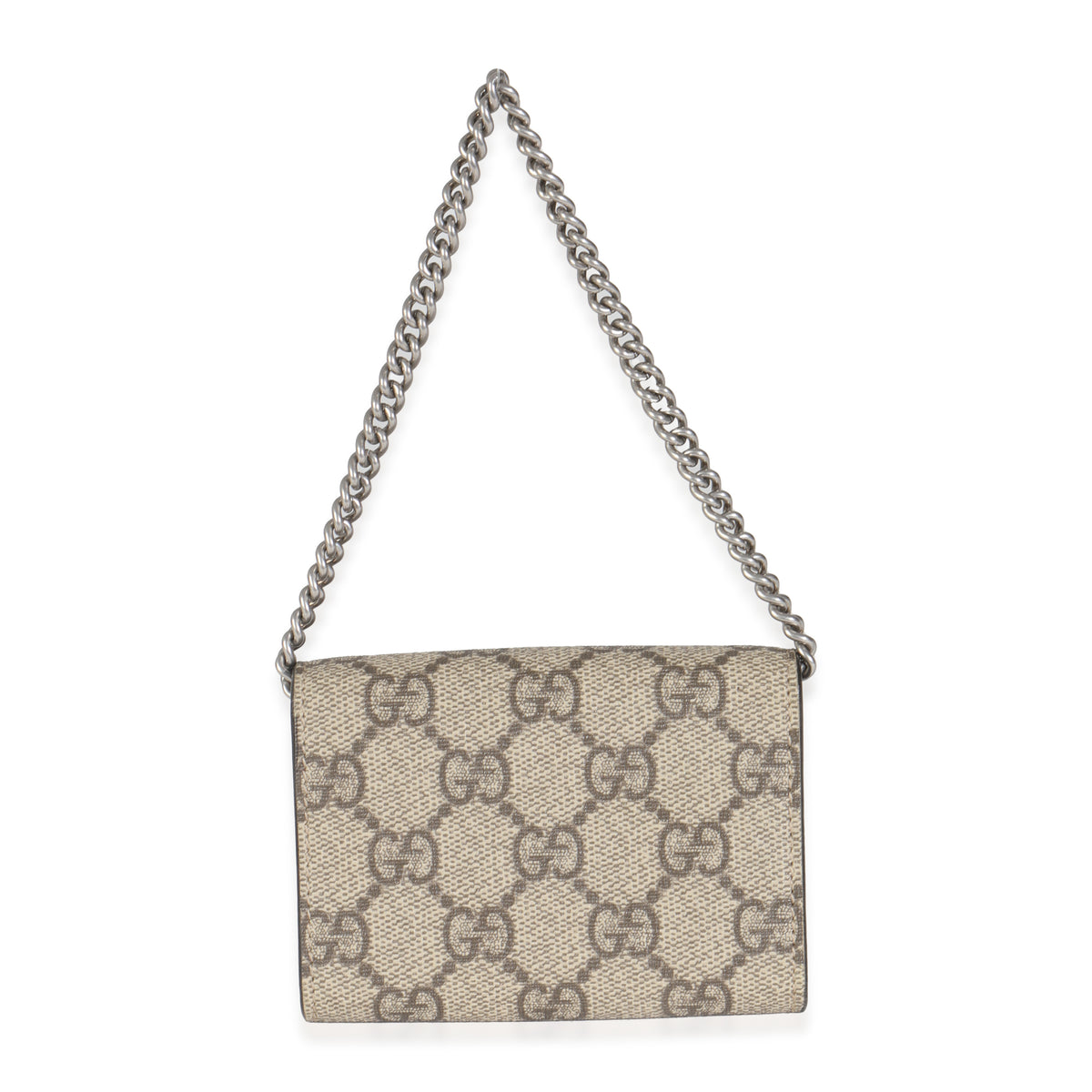 Beige GG Supreme Canvas Dionysus Card Holder On Chain