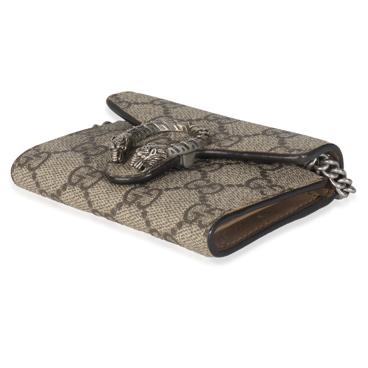 Beige GG Supreme Canvas Dionysus Card Holder On Chain