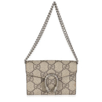 Beige GG Supreme Canvas Dionysus Card Holder On Chain
