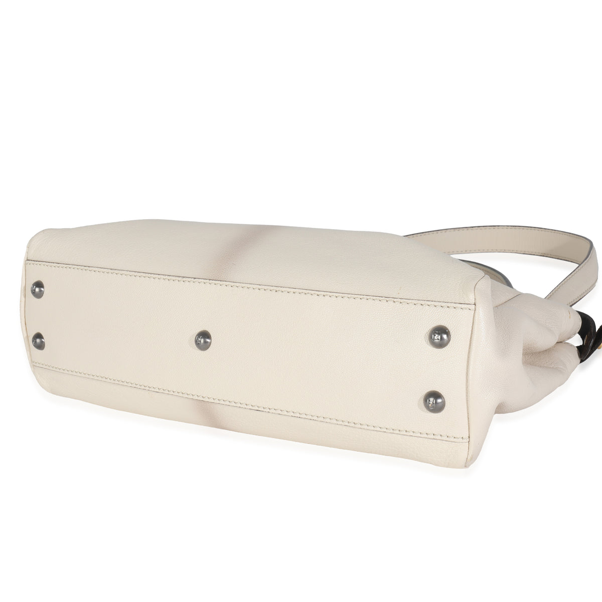 White Goatskin Beige Python Medium Peekaboo Iconic Satchel
