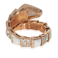 Rose Gold Mother Of Pearl and Diamond Serpenti Viper Ring