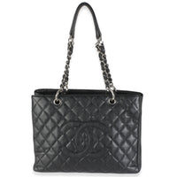 Black Quilted Caviar Grand Shopping Tote