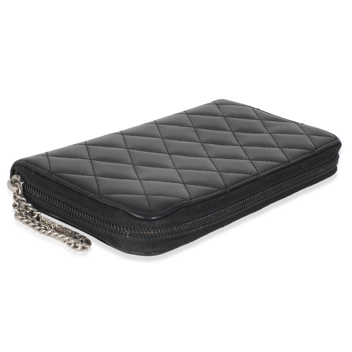 Vintage Black Quilted Lambskin Cambon Wallet