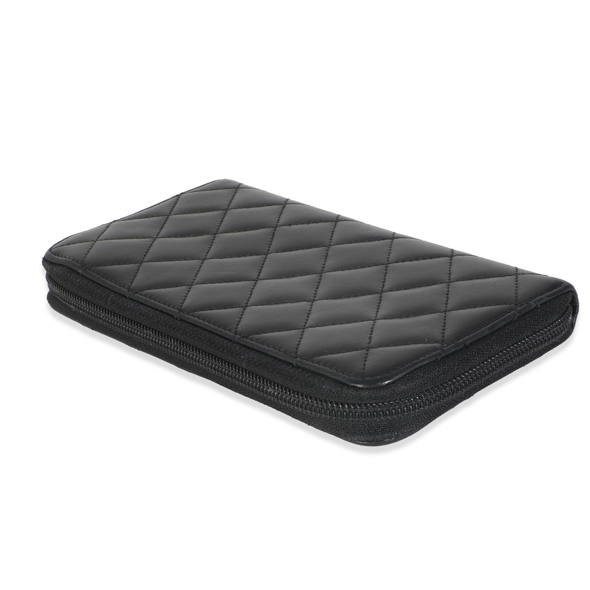 Vintage Black Quilted Lambskin Cambon Wallet