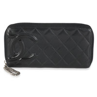 Vintage Black Quilted Lambskin Cambon Wallet