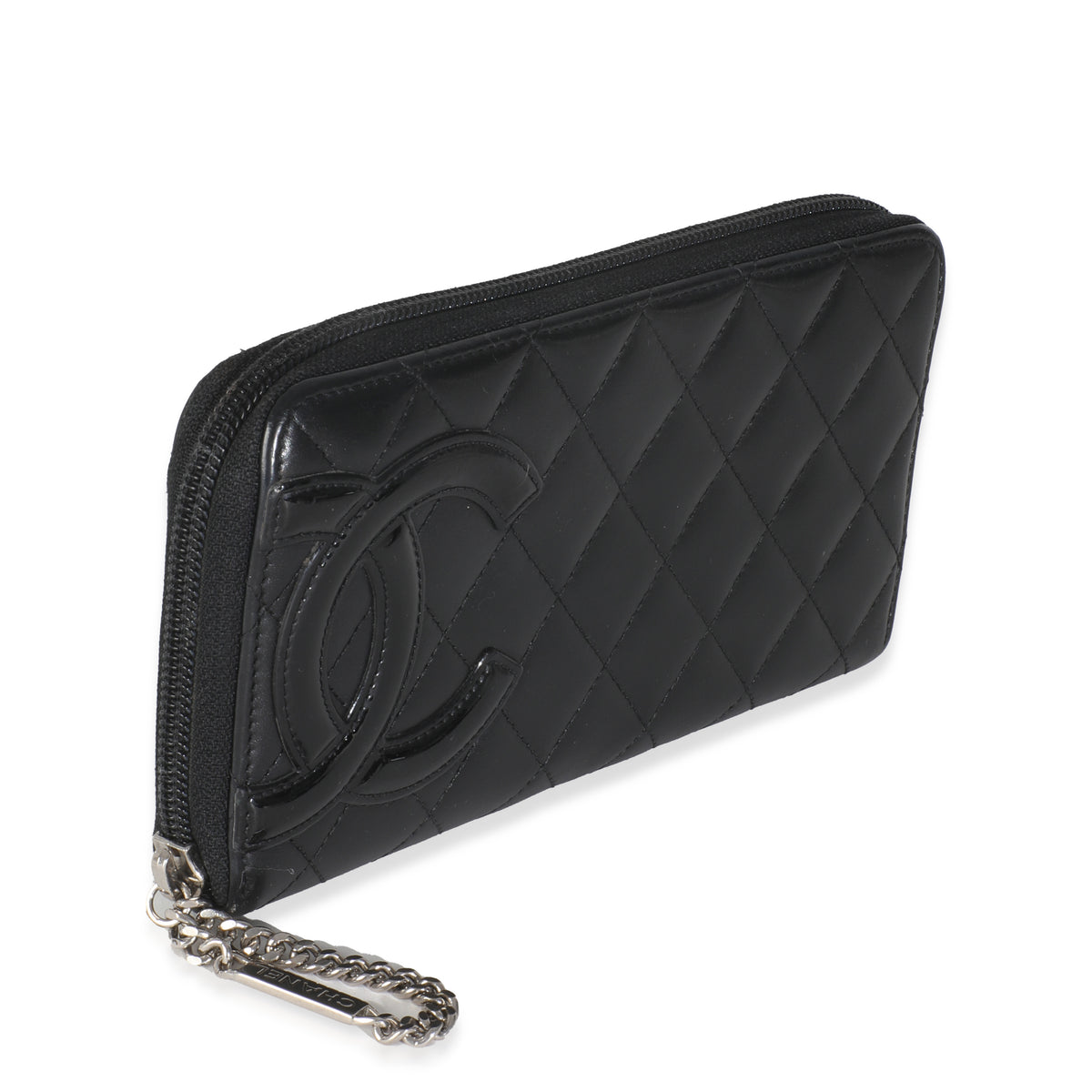Vintage Black Quilted Lambskin Cambon Wallet