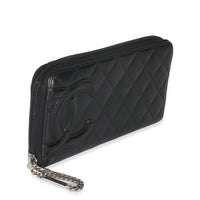 Vintage Black Quilted Lambskin Cambon Wallet