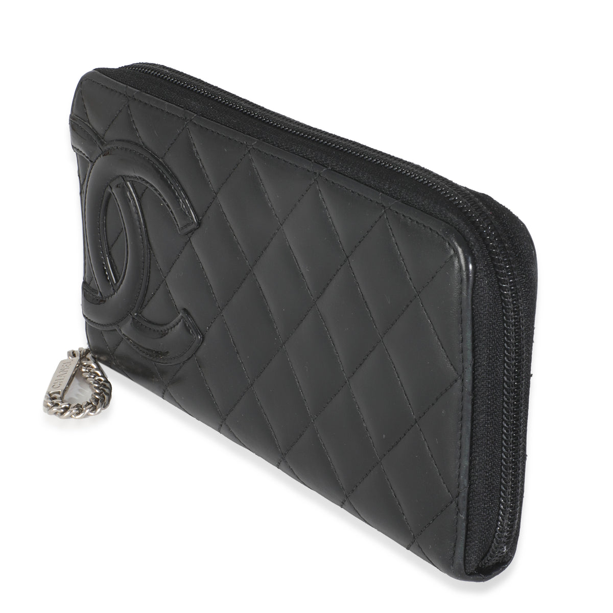 Vintage Black Quilted Lambskin Cambon Wallet