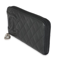 Vintage Black Quilted Lambskin Cambon Wallet