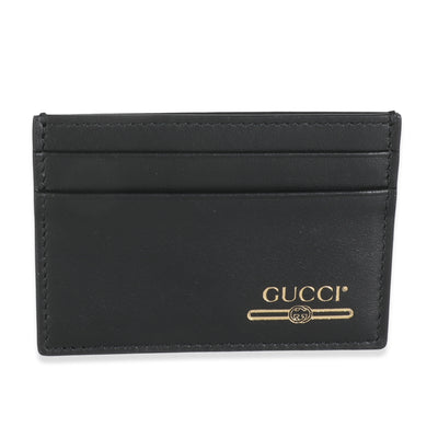 Black Leather Slim Logo Card Holder