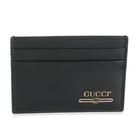 Black Leather Slim Logo Card Holder