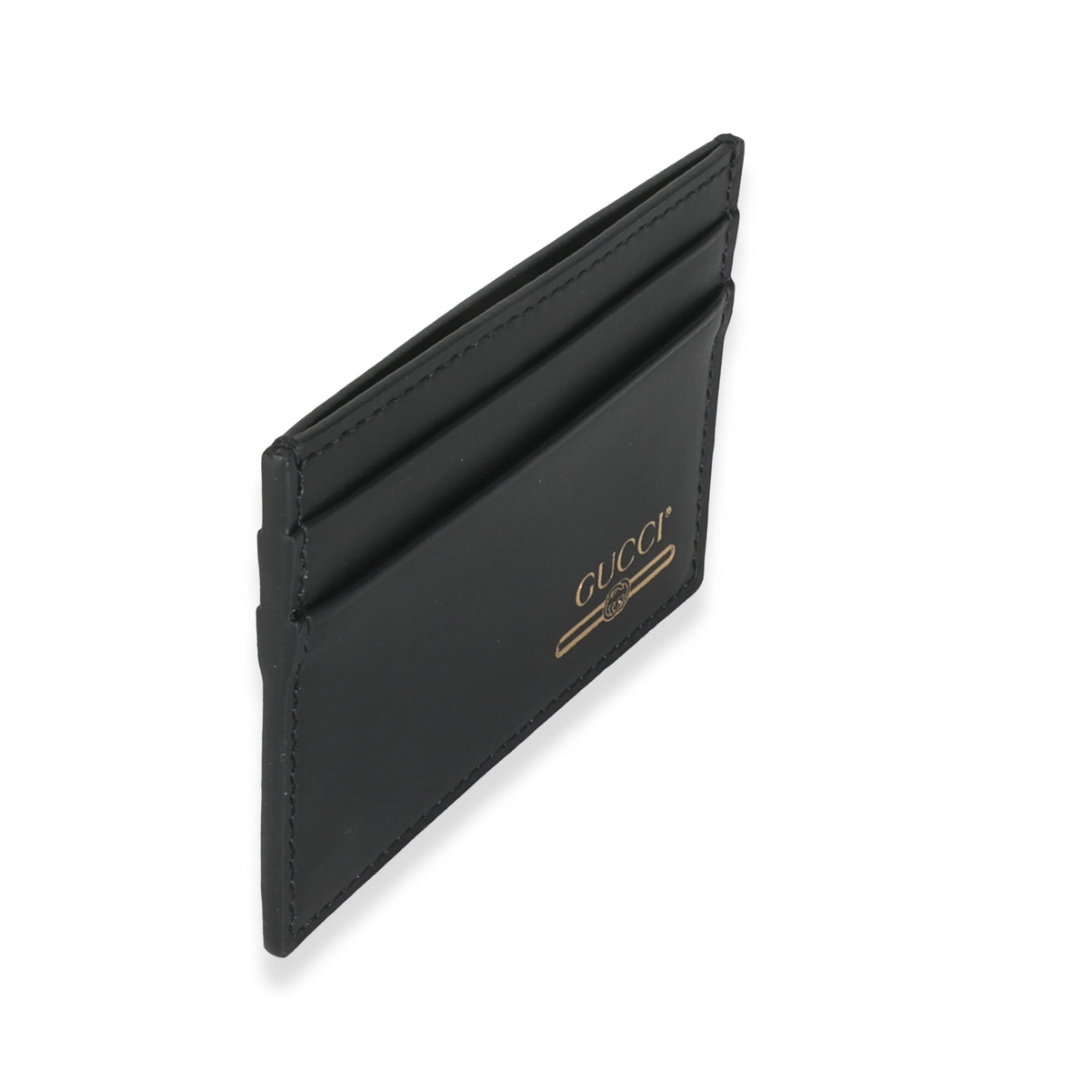 Black Leather Slim Logo Card Holder
