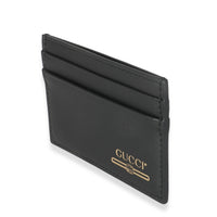 Black Leather Slim Logo Card Holder