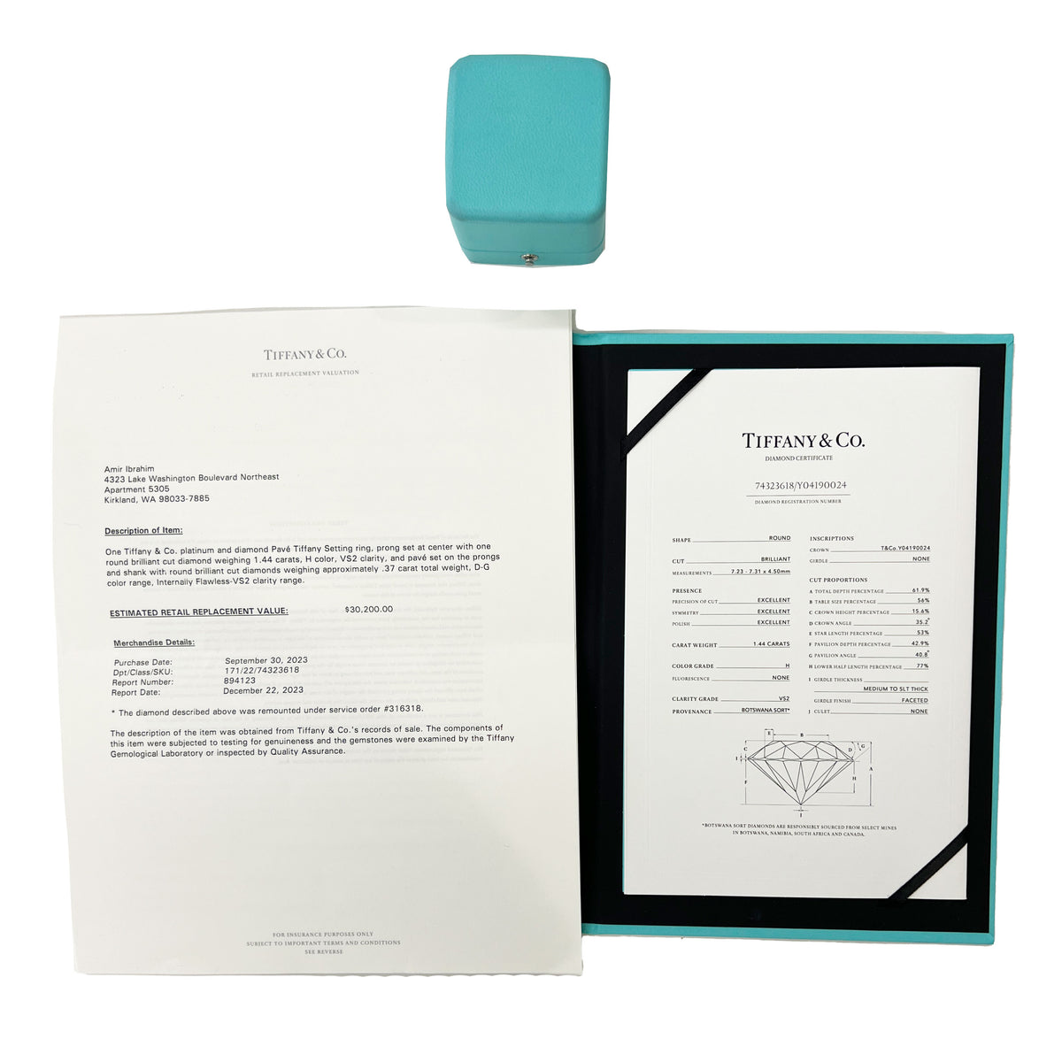 1.44 ct Diamond Pave Tiffany Setting Engagement Ring