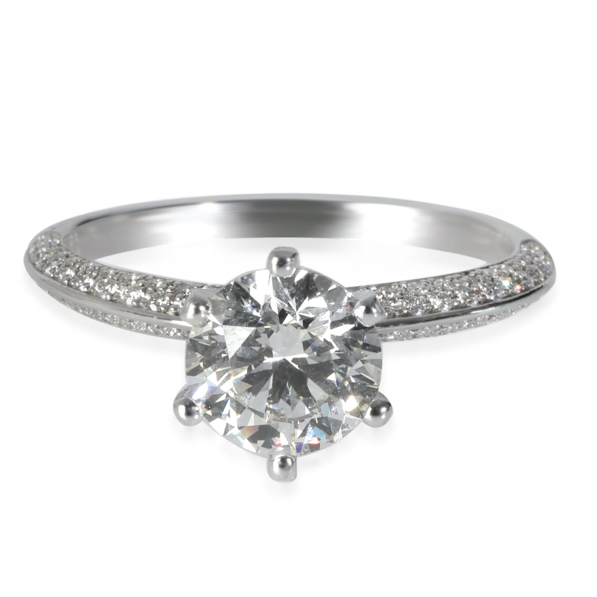1.44 ct Diamond Pave Tiffany Setting Engagement Ring