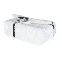 White Black Sequin Bow Mini Rectangular Flap Bag