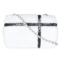 White Black Sequin Bow Mini Rectangular Flap Bag