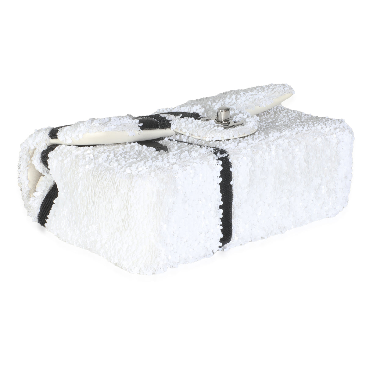 White Black Sequin Bow Mini Rectangular Flap Bag