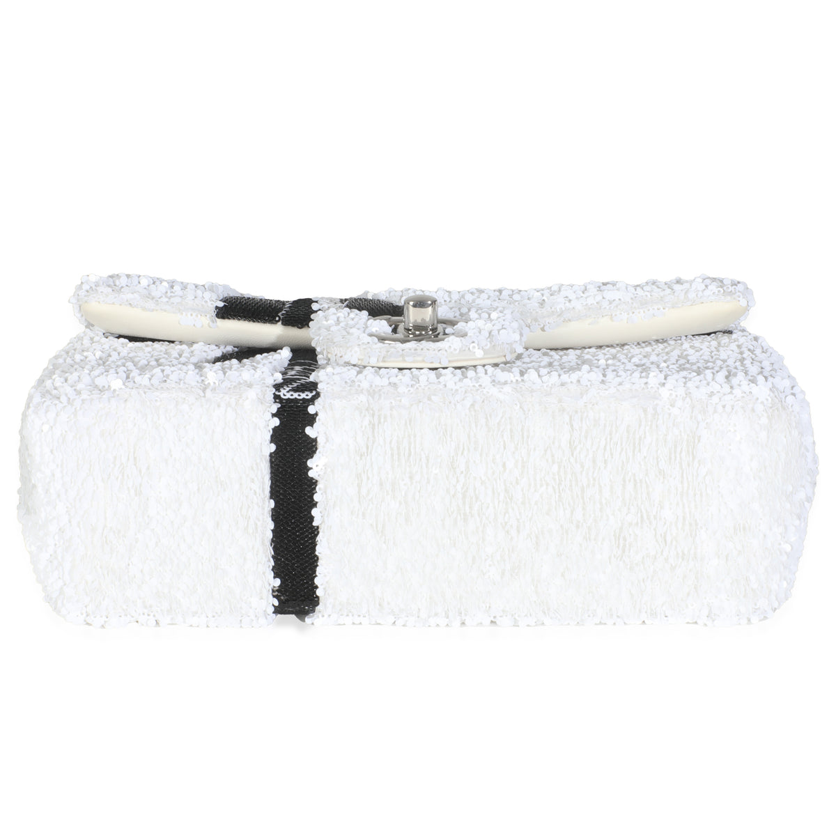 White Black Sequin Bow Mini Rectangular Flap Bag