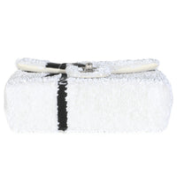 White Black Sequin Bow Mini Rectangular Flap Bag
