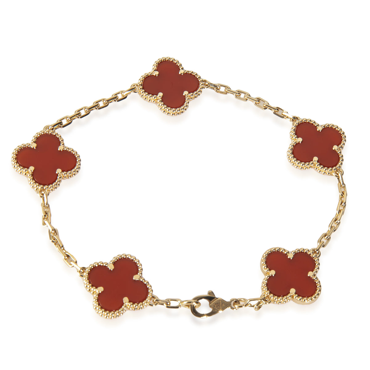 Yellow Gold Carnelian Vintage Alhambra Bracelet