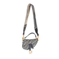 Blue Jacquard Oblique Mini Saddle Bag