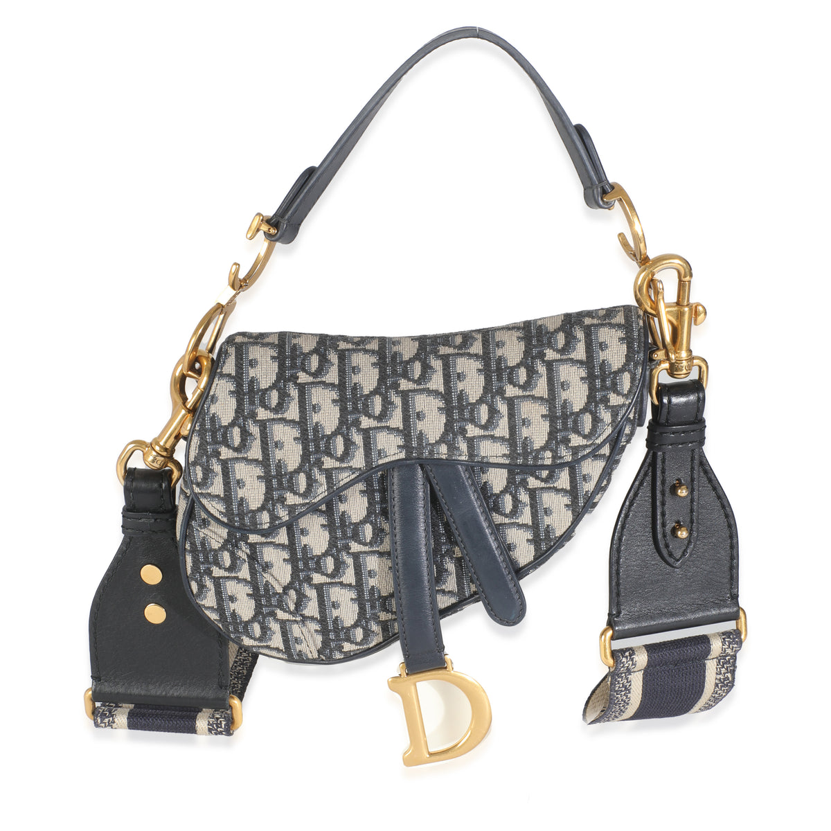 Blue Jacquard Oblique Mini Saddle Bag