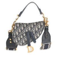 Blue Jacquard Oblique Mini Saddle Bag