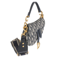 Blue Jacquard Oblique Mini Saddle Bag