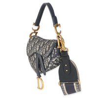 Blue Jacquard Oblique Mini Saddle Bag