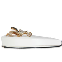 White Calfskin Heel Metal Flower Crossbody