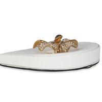 White Calfskin Heel Metal Flower Crossbody