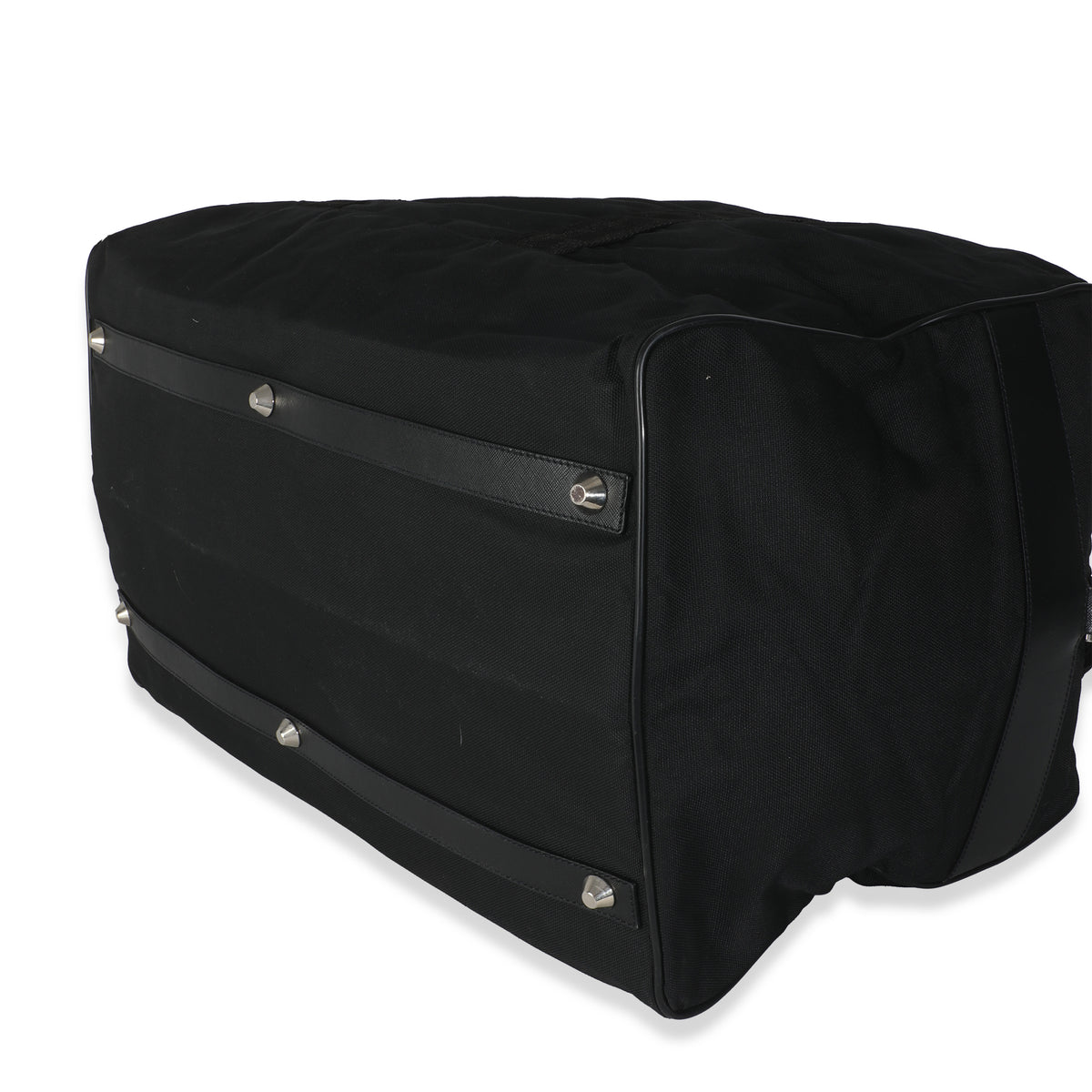 Black Tessuto Nylon Logo Plate Large Duffle Bag