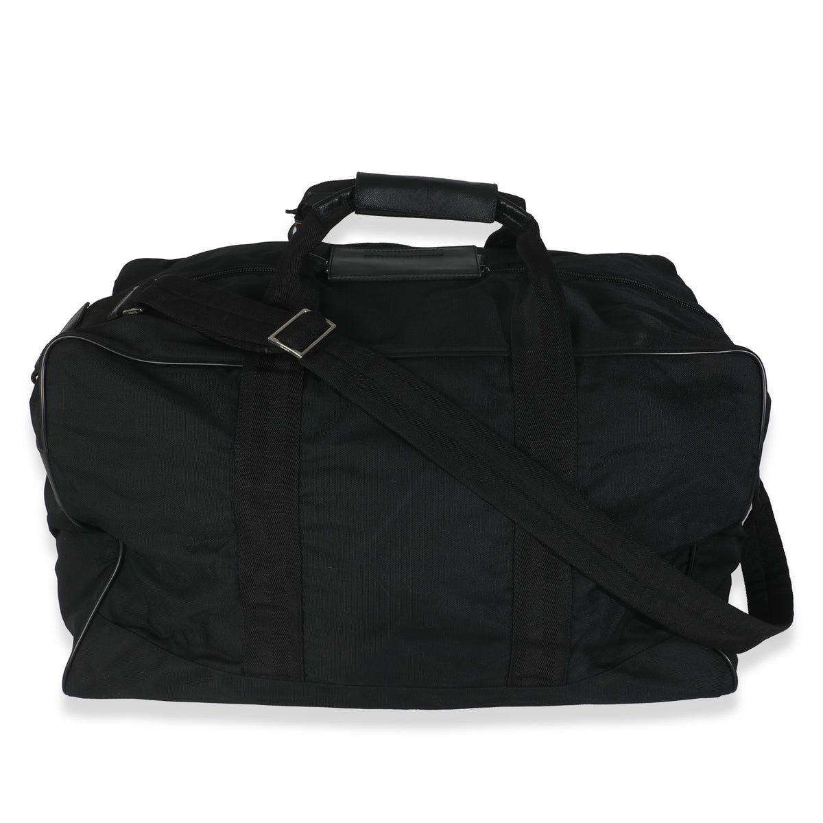Black Tessuto Nylon Logo Plate Large Duffle Bag