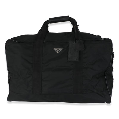 Black Tessuto Nylon Logo Plate Large Duffle Bag