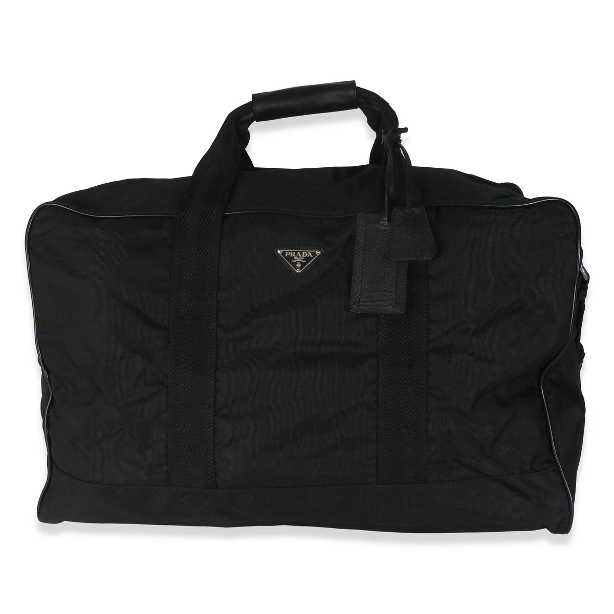 Black Tessuto Nylon Logo Plate Large Duffle Bag