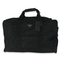 Black Tessuto Nylon Logo Plate Large Duffle Bag