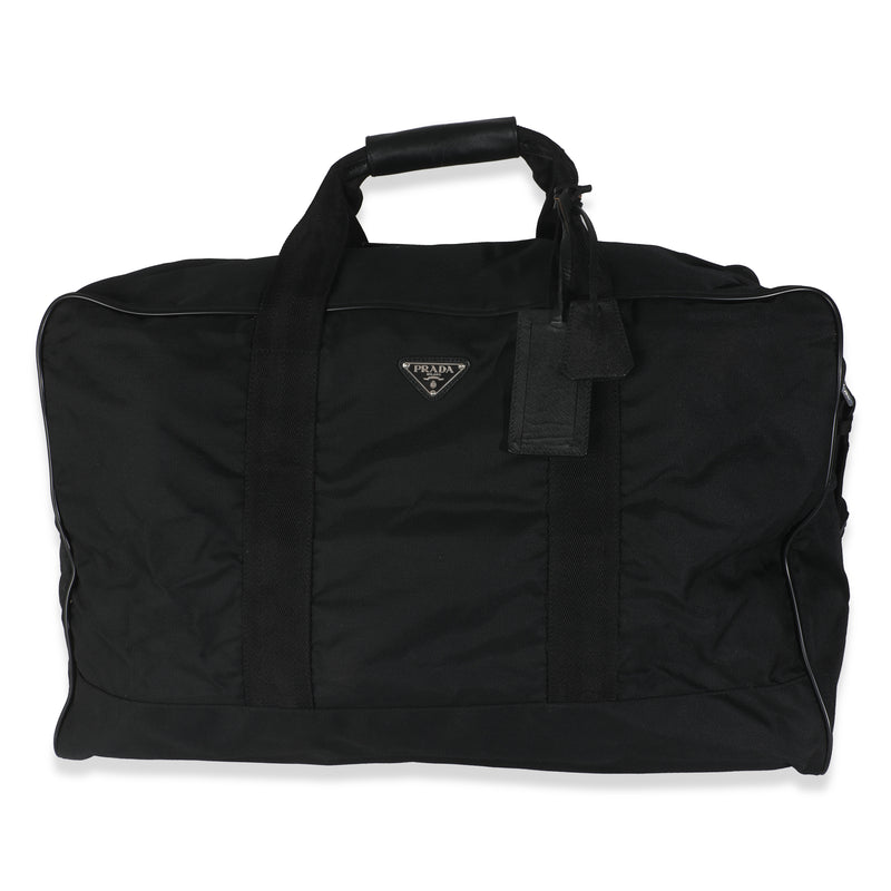 Black Tessuto Nylon Logo Plate Large Duffle Bag