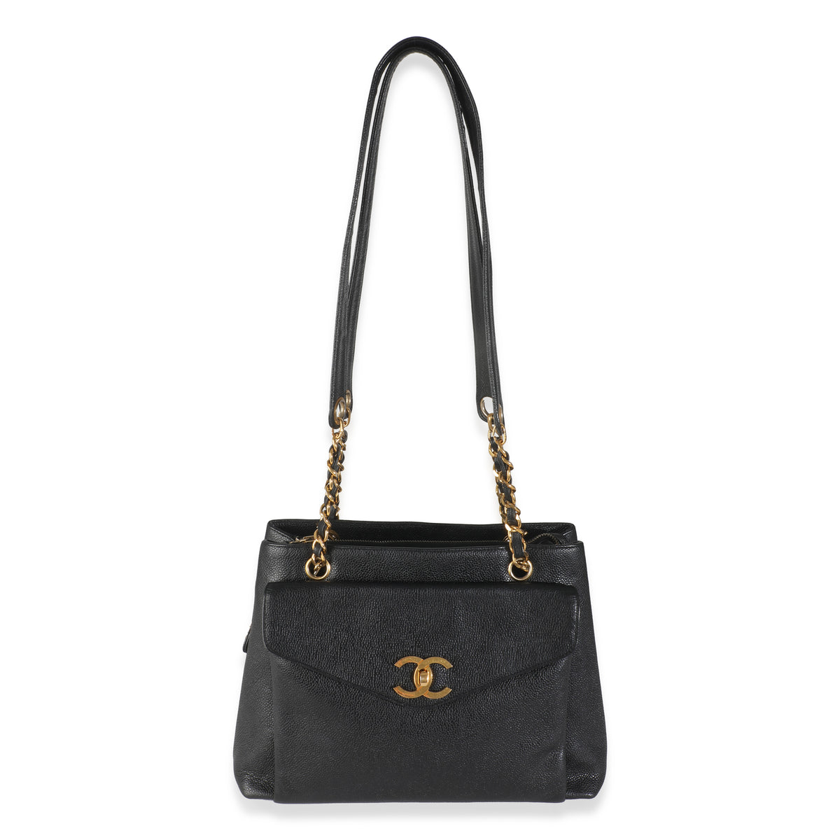 Vintage 24k Black Front Pocket Shoulder Bag