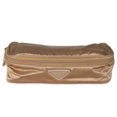 Gold Satin Logo Cosmetic Pouch Case