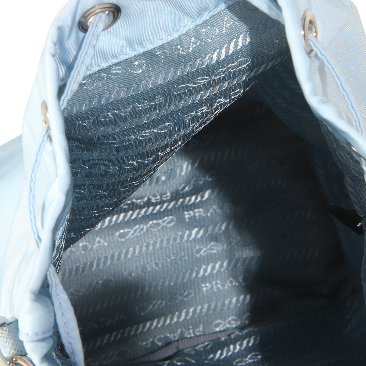 Light Blue Re-Nylon Drawstring Bucket Pouch