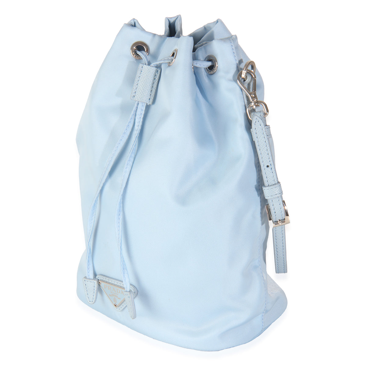 Light Blue Re-Nylon Drawstring Bucket Pouch