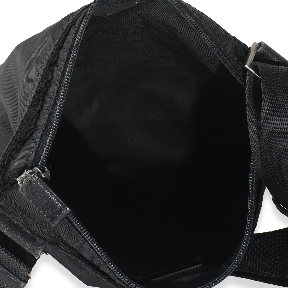 Black Nylon Logo Flat Messenger